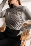 Lutaotie Casual Solid Fold Half A Turtleneck Tops