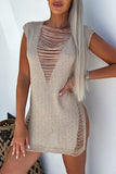 Lutaotie Sexy Solid Hollowed Out See-through Swimwears Cover Up