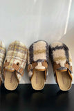 Lutaotie Plaid Plush Slip-on Slippers