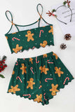 Lutaotie Christmas Gingerbread Man Cami Top Shorts Pajamas Set