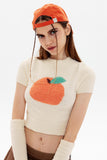 Lutaotie Fruit Pattern Jacquard Sleevelet Sweater