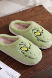 Lutaotie Green Cartoon Graphic Plush House Slippers