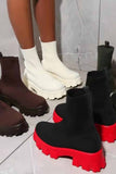 Lutaotie Knit Platform Sock Ankle Boots