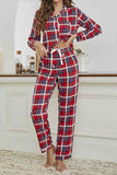 Lutaotie Plaid Lapel Two-Piece Loungewear