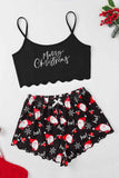 Lutaotie Merry Christmas Cami Top Shorts Pajamas Set