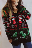 Lutaotie Christmas V Neck Jacquard Cardigan