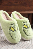 Lutaotie Green Cartoon Graphic Plush House Slippers