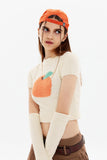 Lutaotie Fruit Pattern Jacquard Sleevelet Sweater