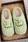 Lutaotie Green Cartoon Graphic Plush House Slippers