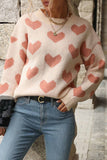 Lutaotie Heart Printed Crew Neck Knitted Sweater