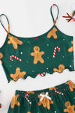 Lutaotie Christmas Gingerbread Man Cami Top Shorts Pajamas Set