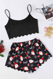 Lutaotie Merry Christmas Cami Top Shorts Pajamas Set