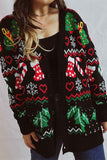 Lutaotie Christmas V Neck Jacquard Cardigan