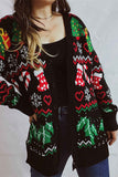 Lutaotie Christmas V Neck Jacquard Cardigan