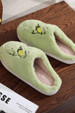 Lutaotie Green Cartoon Graphic Plush House Slippers