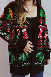 Lutaotie Christmas V Neck Jacquard Cardigan