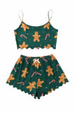 Lutaotie Christmas Gingerbread Man Cami Top Shorts Pajamas Set