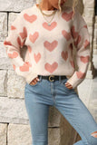 Lutaotie Heart Printed Crew Neck Knitted Sweater