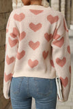 Lutaotie Heart Printed Crew Neck Knitted Sweater