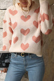 Lutaotie Heart Printed Crew Neck Knitted Sweater