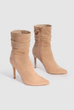 Lutaotie Suede Pointed Toe Stiletto Mid-Calf Boots