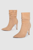 Lutaotie Suede Pointed Toe Stiletto Mid-Calf Boots