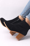 Lutaotie Frosted Round Toe Chunky Heel Ankle Boots