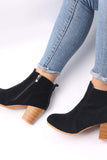 Lutaotie Frosted Round Toe Chunky Heel Ankle Boots