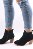 Lutaotie Frosted Round Toe Chunky Heel Ankle Boots