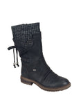 Lutaotie Mid-Calf Knitted Patchwork Lace Up Boots