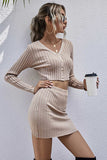 Lutaotie Beige Knitted Skirts Two-Piece Set