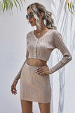 Lutaotie Beige Knitted Skirts Two-Piece Set