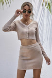 Lutaotie Beige Knitted Skirts Two-Piece Set