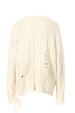 Lutaotie Beige Twist Ruffled Hole Sweater