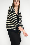 Lutaotie Black Striped Knitted Cardigan