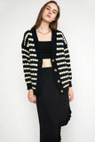 Lutaotie Black Striped Knitted Cardigan