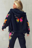 Lutaotie Butterfly Print Hoodie Long Pants Two Piece Outfits