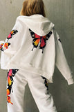 Lutaotie Butterfly Print Hoodie Long Pants Two Piece Outfits