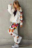 Lutaotie Butterfly Print Hoodie Long Pants Two Piece Outfits