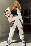 Lutaotie Butterfly Print Hoodie Long Pants Two Piece Outfits