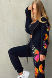 Lutaotie Butterfly Print Hoodie Long Pants Two Piece Outfits