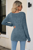 Lutaotie Casual Square Neck Ribbed Sweater