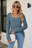 Lutaotie Casual Square Neck Ribbed Sweater