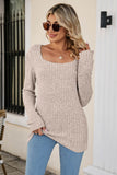 Lutaotie Casual Square Neck Ribbed Sweater