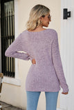 Lutaotie Casual Square Neck Ribbed Sweater