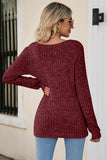 Lutaotie Casual Square Neck Ribbed Sweater