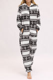 Lutaotie Christmas Printed Zipper Hooded Jumpsuits