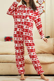 Lutaotie Christmas Printed Zipper Hooded Jumpsuits