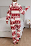 Lutaotie Christmas Printed Zipper Hooded Jumpsuits