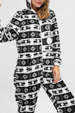 Lutaotie Christmas Printed Zipper Hooded Jumpsuits